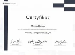 certyfikat Marketing Management Mastery