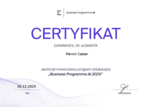 certyfikat Business Programme AI 2025