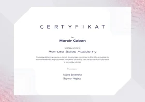 certyfikat Remote Sales Academy